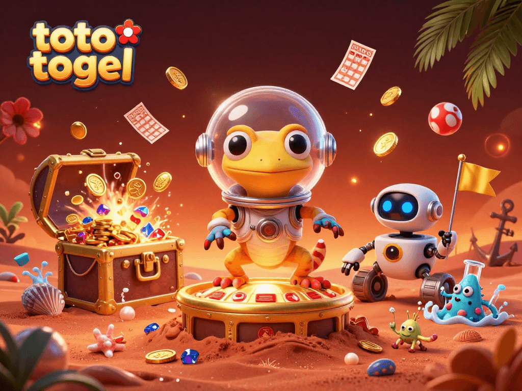Engage with toto togel in a vibrant 3D scene showcasing a unique Martian gaming adventure.