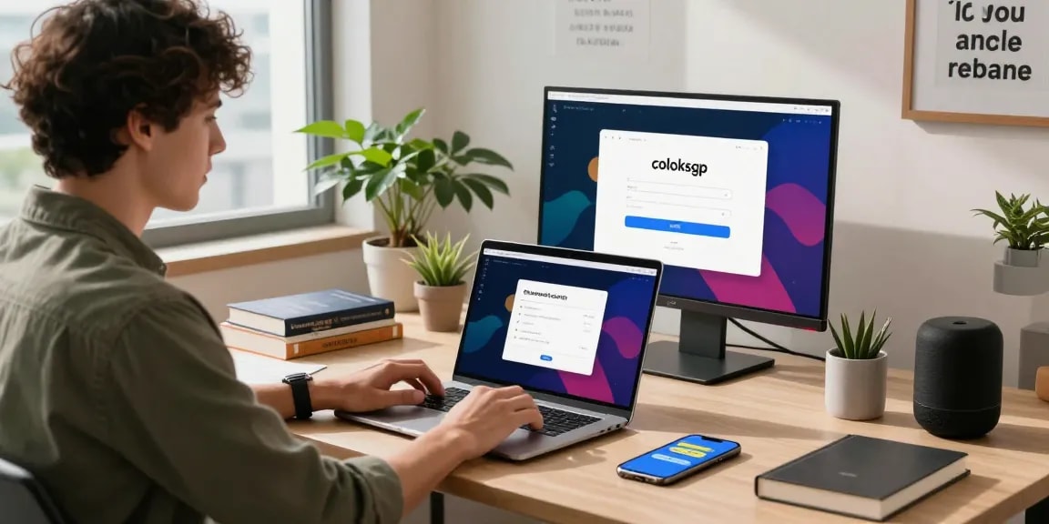 Engaging user at coloksgp login in a modern digital workspace.