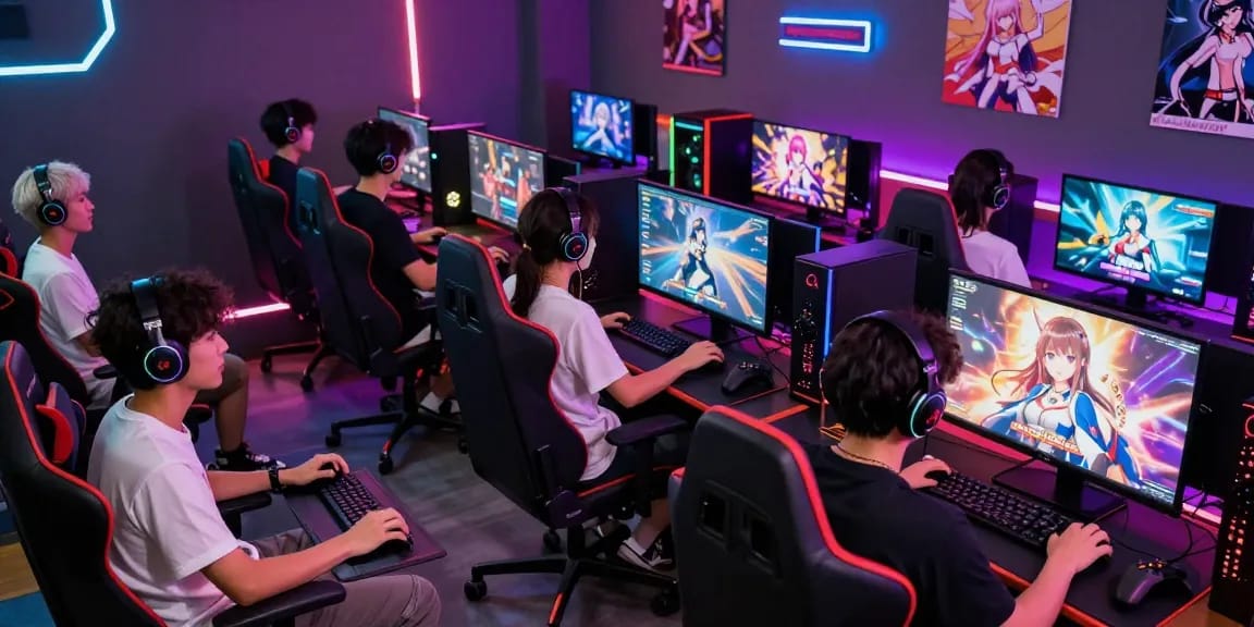 Engaged players immersed in exciting hentai games during a vibrant gaming session.