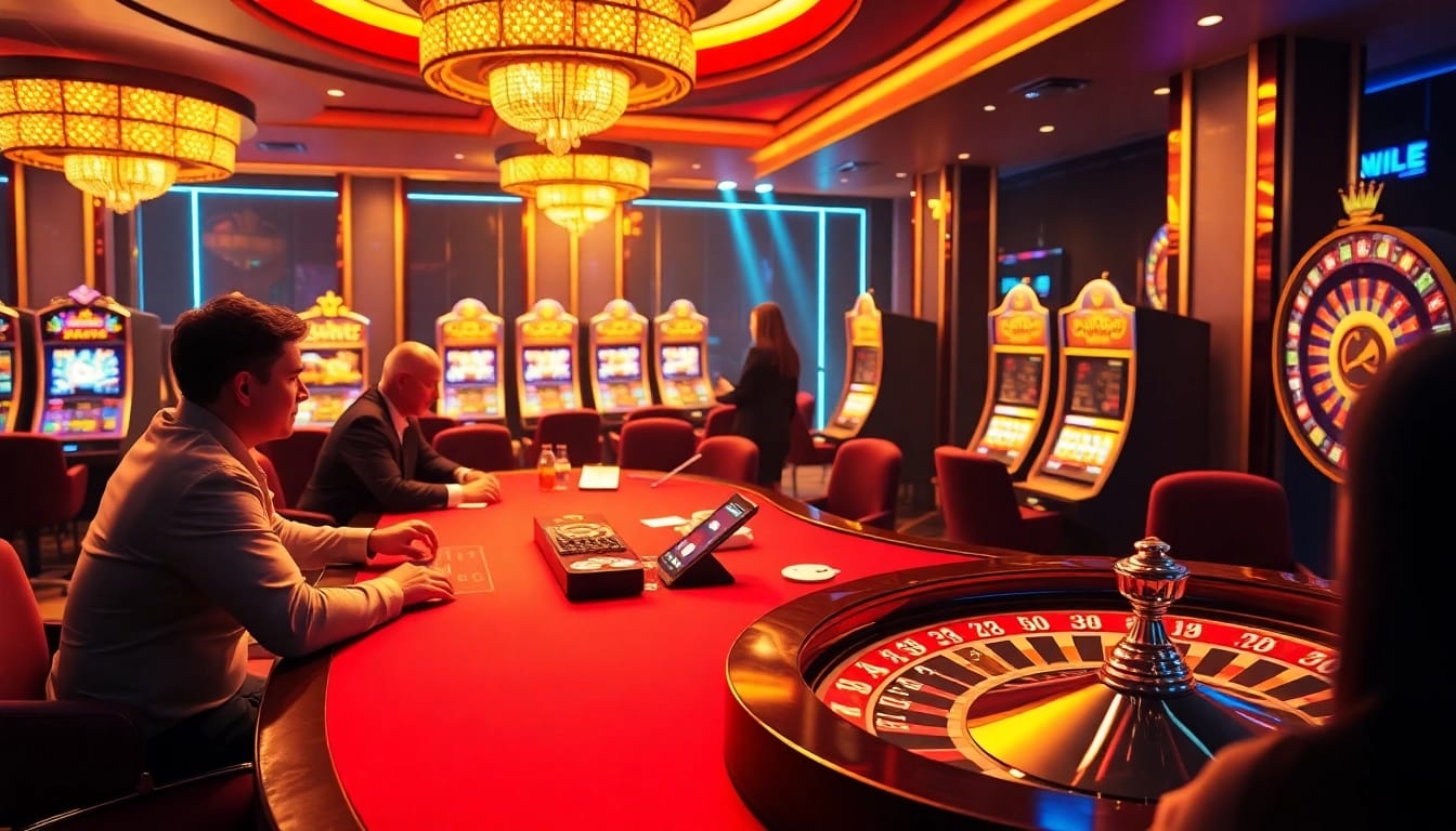 Hitclub casino players celebrate a big win at vibrant poker tables in a luxurious online interface.