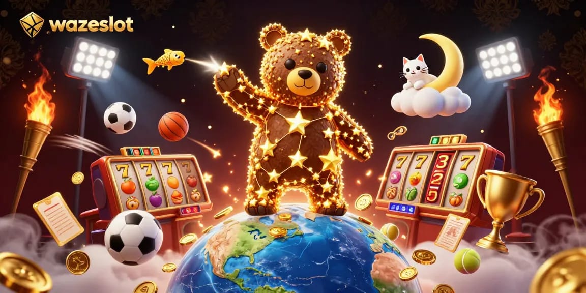 Experience the thrill of winning at wazeslot with vibrant 3D casino elements and dynamic characters.