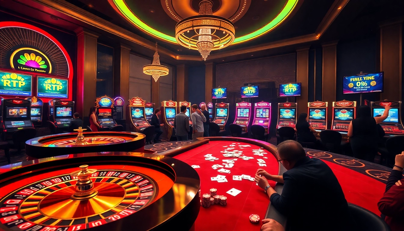 Exciting display of online gambling at LEGO138 daftar with slot machines and roulette wheel.