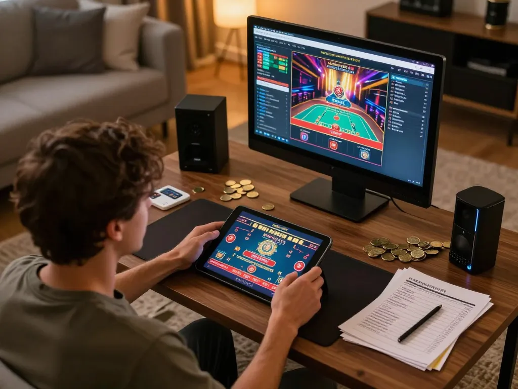 Engaging with live dealer games on kubet79 tablet, showcasing strategic online casino gaming.