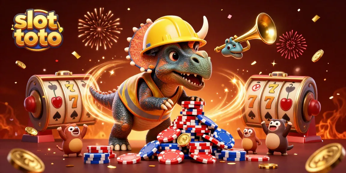 Engage in exciting slot toto action with a lively triceratops pyramid of poker chips and toked celebrations.