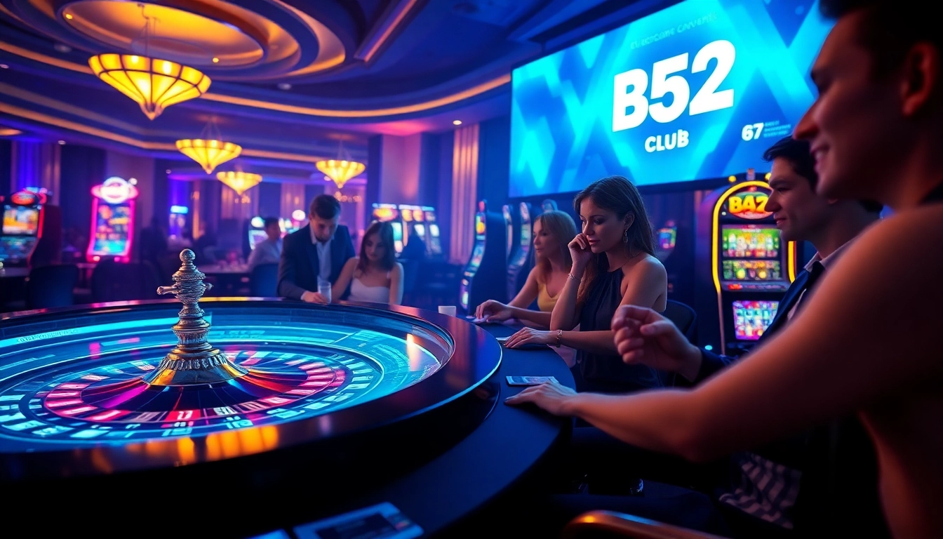 B52 creates excitement at a luxury casino with players engaged in dynamic gaming