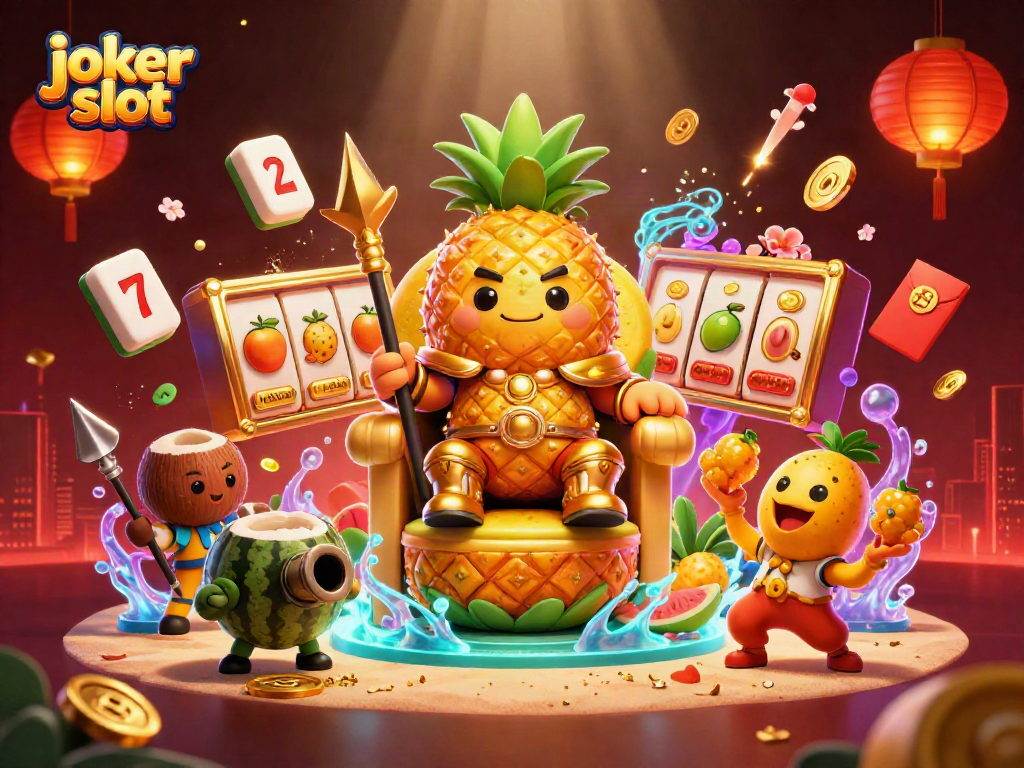 Experience the thrill of joker slot action with vibrant characters in a dynamic casino scene