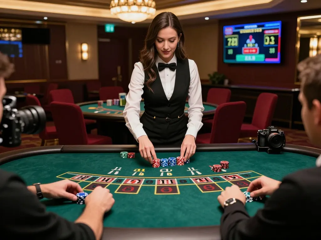 Join the strategic gameplay at Jun88's live dealer Baccarat table with players placing bets.