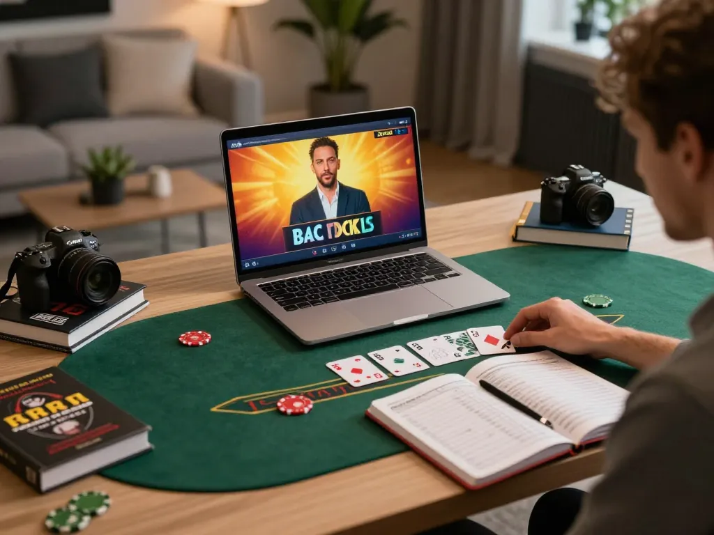 Player enjoying HB88 live dealer blackjack on a laptop, focused on strategic gameplay in a cozy home setting