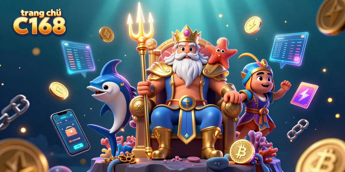Experience premium online gambling at trang chủ C168 with vibrant 3D casino elements and cryptocurrency themes.