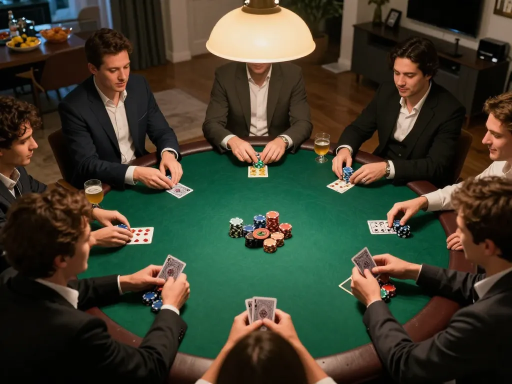 Engaged players enjoying a poker game at home while strategizing for success at god55 casino