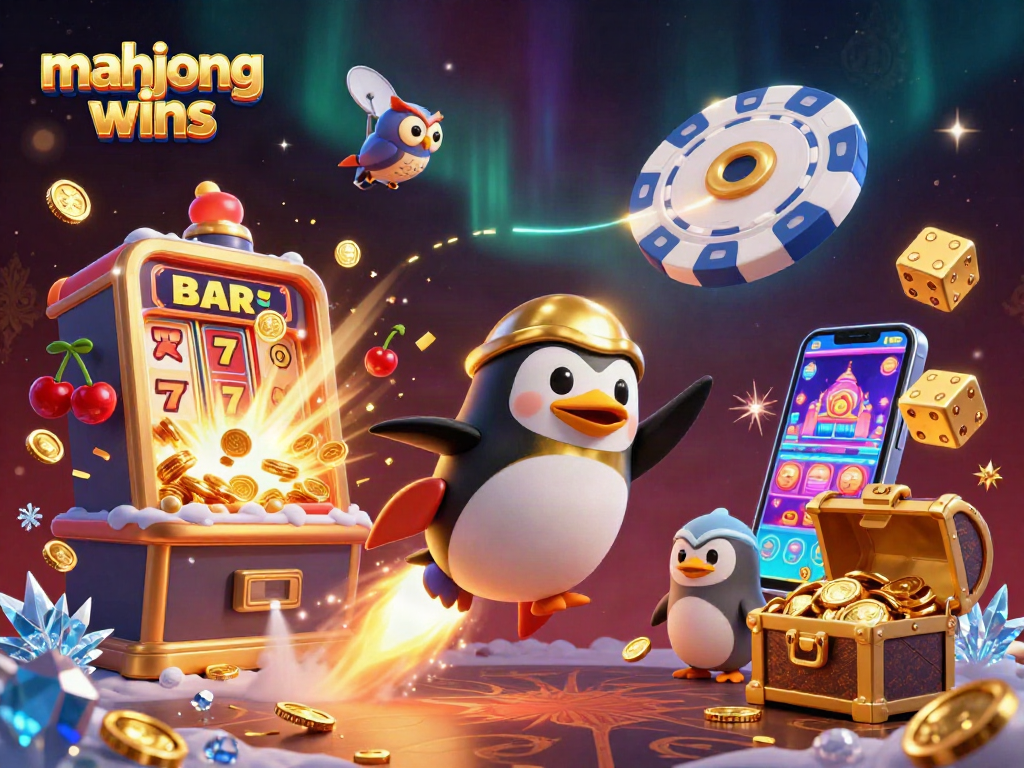 Experience exciting mahjong wins with vibrant casino elements in this dynamic 3D illustration.