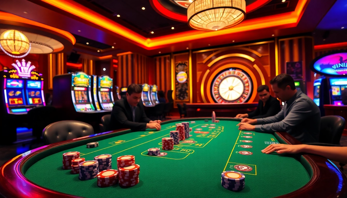 Players enjoying poker at a luxury casino, representing liên minh kjc's global gambling presence.