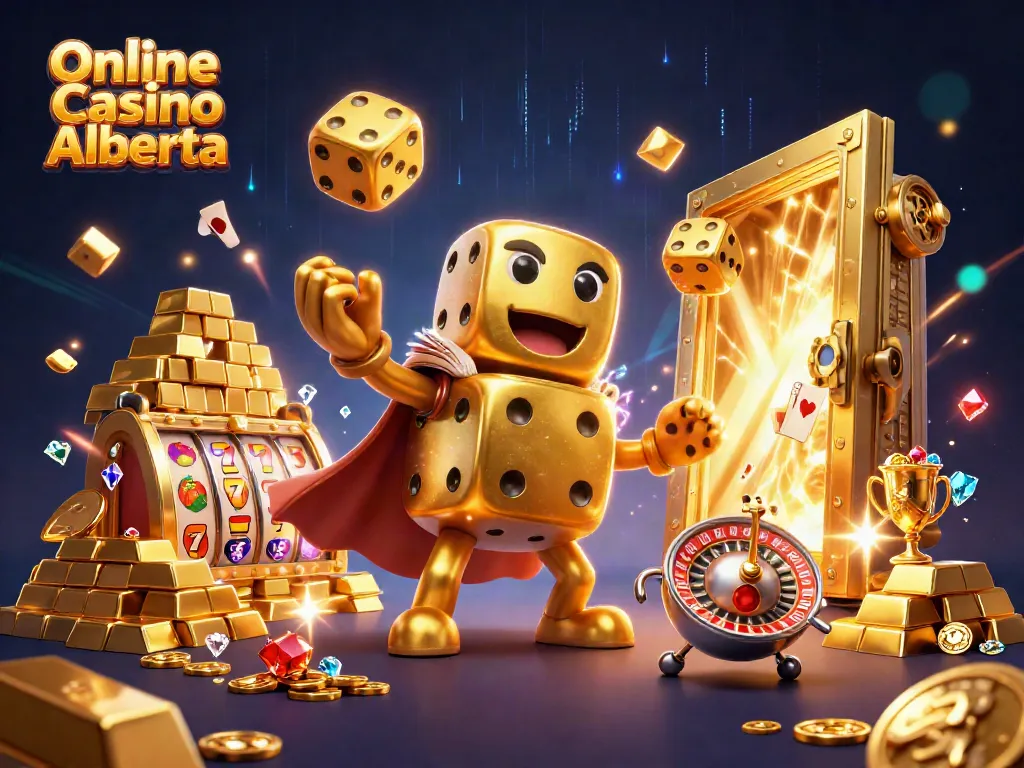 Engage in thrilling gameplay at Online Casino Alberta, featuring dynamic 3D dice and casino elements.