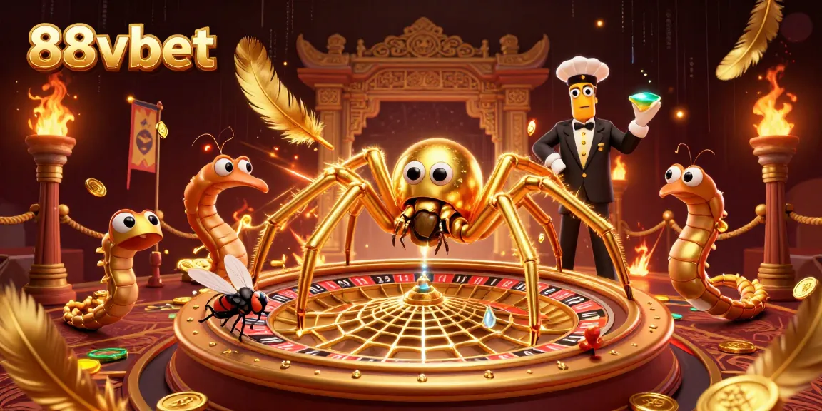 Experience the thrill of betting at 88vbet in this dynamic 3D illustration featuring a roulette-themed web.