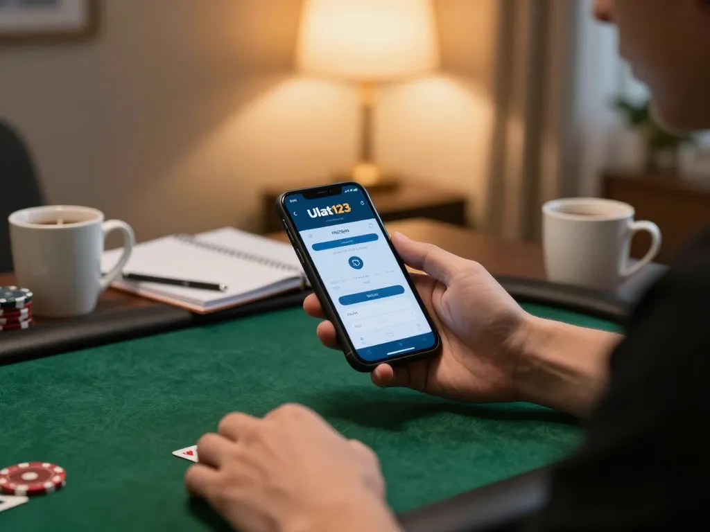 Terlibat dalam poker di aplikasi mobile Ulat123 dengan catatan strategi di rumah.