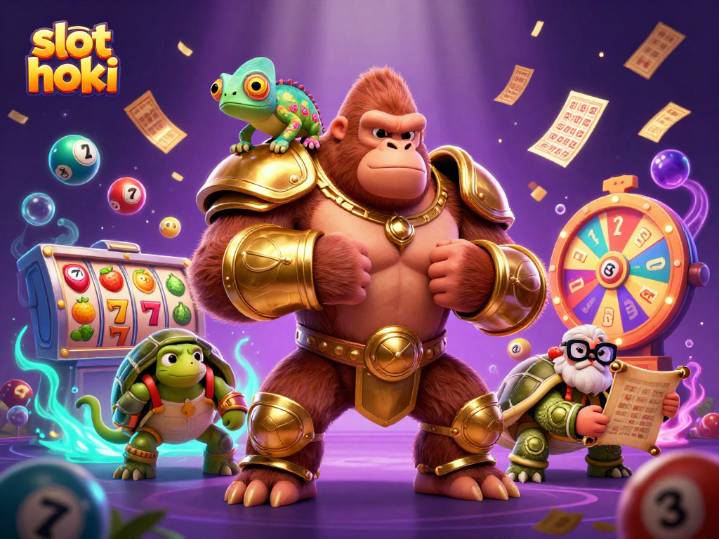 Experience the excitement of slot hoki with a vibrant 3D casino scene featuring dynamic game elements and charming characters.