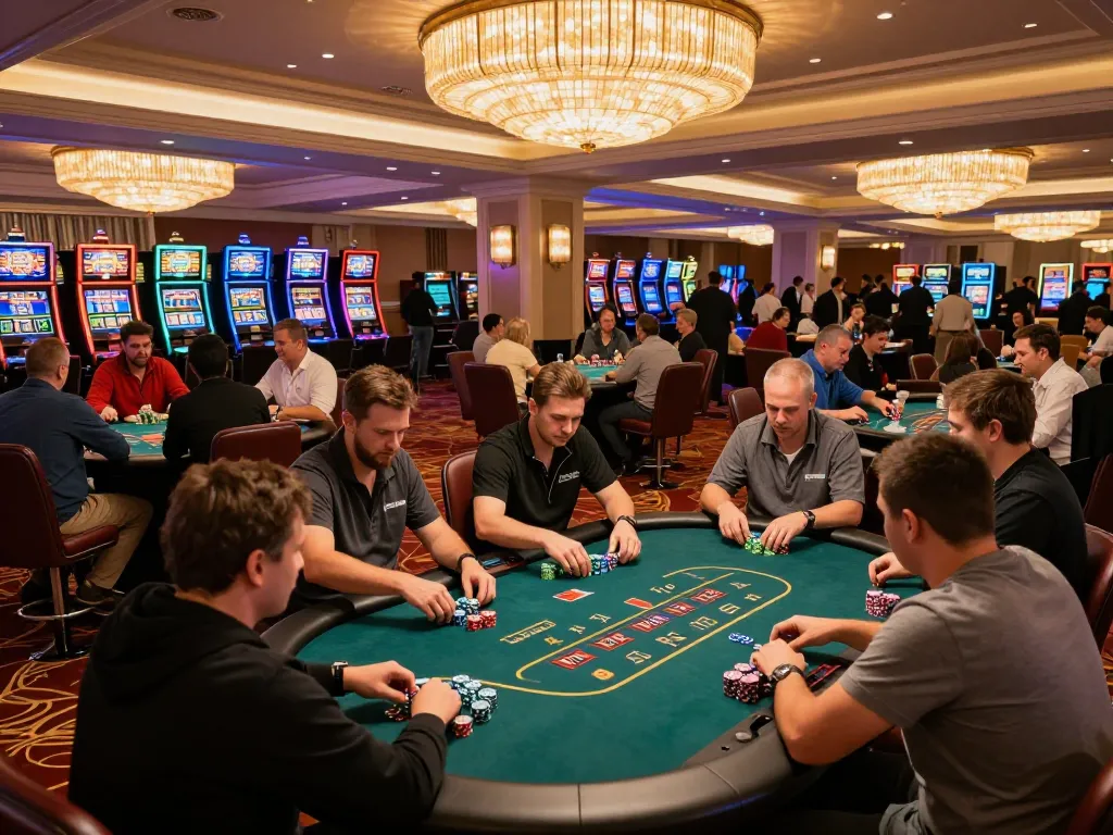 Players enjoying Say88's online casino offerings in a vibrant and engaging casino environment