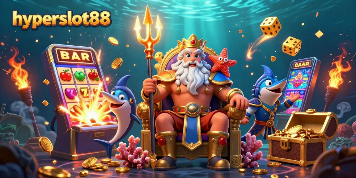 Experience the thrill of hyperslot88 with an ultra-detailed 3D casino illustration showcasing epic gaming elements.