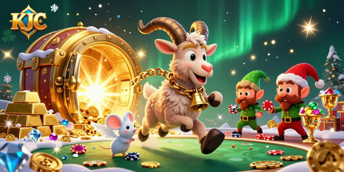 KJC players enjoy a lively holiday casino atmosphere with elf gremlins and festive characters in action.