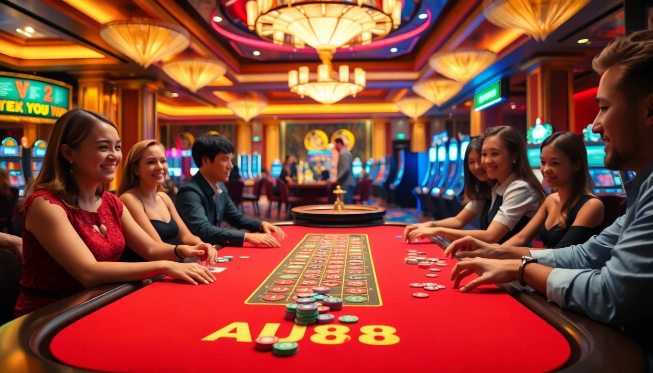 Experience the thrill of AU88 at a luxurious casino with vibrant games and warm ambiance.