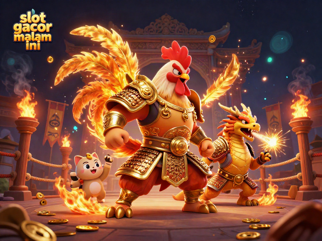 Raih slot gacor malam ini dengan ilustrasi karakter berani dalam arena pertarungan yang memukau.