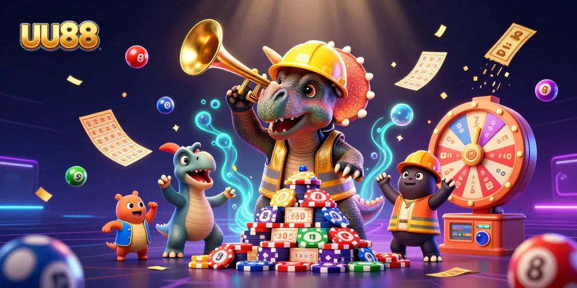 Experience exciting gameplay at uu88 with vibrant lottery elements and cheerful characters celebrating wins.