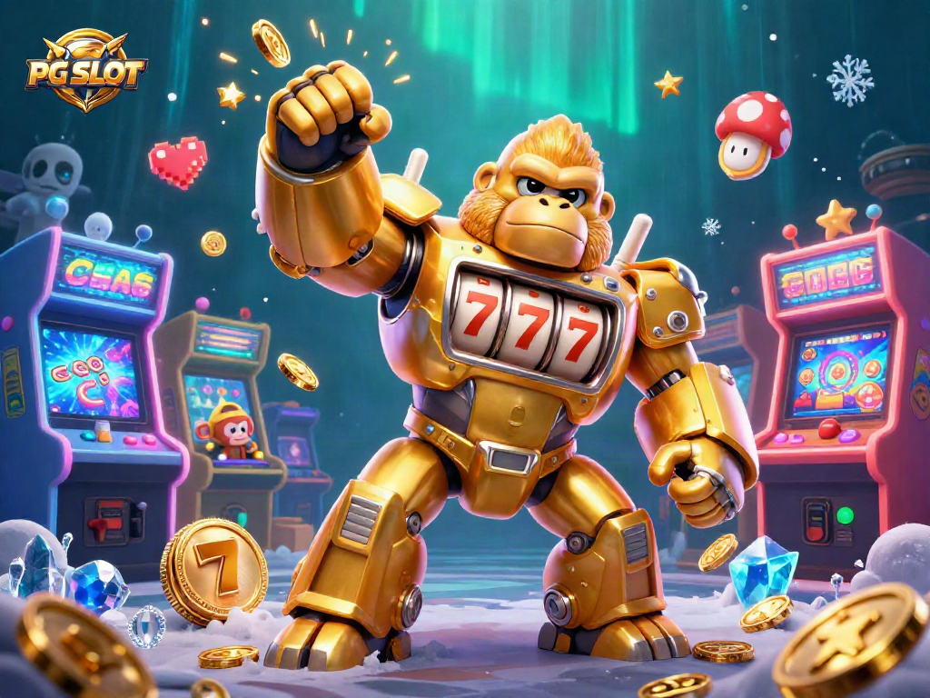 Engage with PG SLOT through vibrant 3D illustrations of gaming action and slot fun.