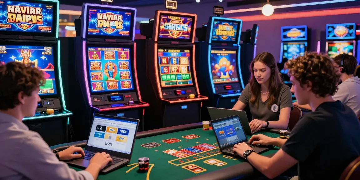 Players enjoying online games at casinos that accept credit cards with Visa and Mastercard displayed on screens.
