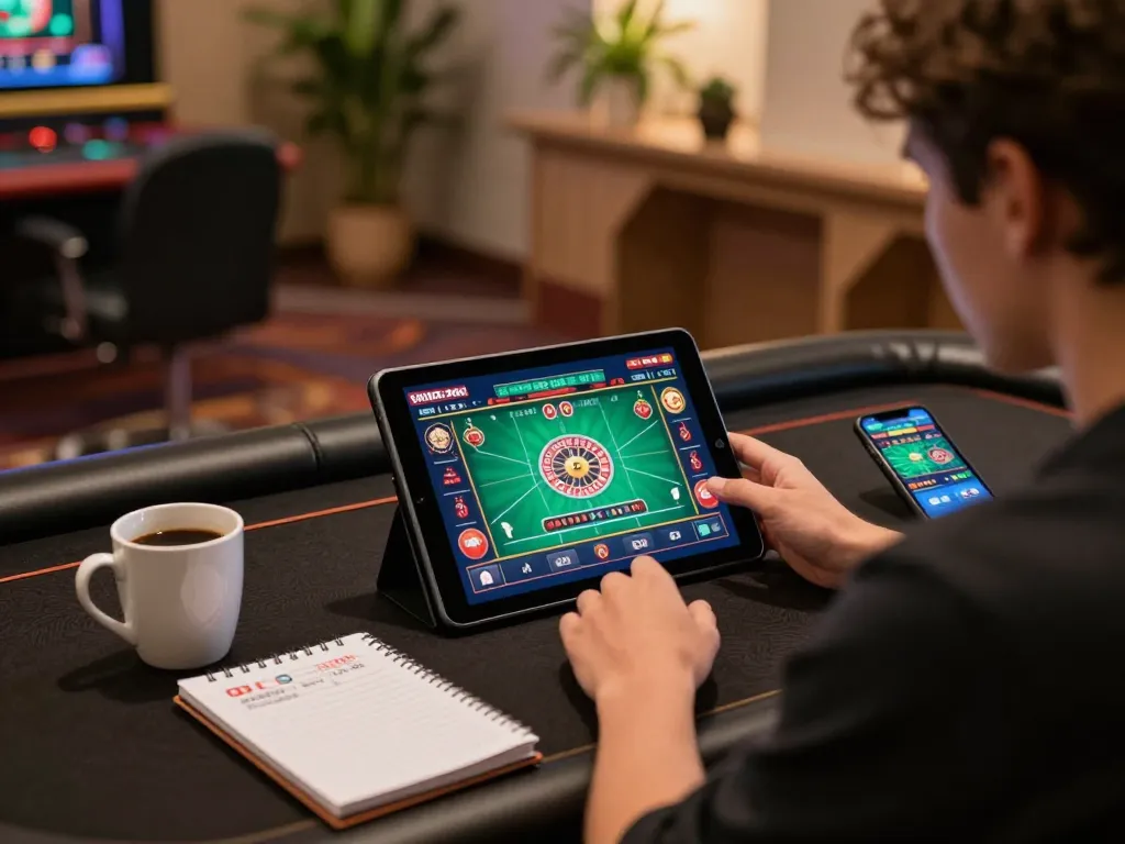 Experience mm88 roulette excitement at home with a player engaged in online gaming.