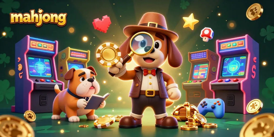 Engage in addictive mahjong gameplay with a detective in action, surrounded by casino-themed elements.