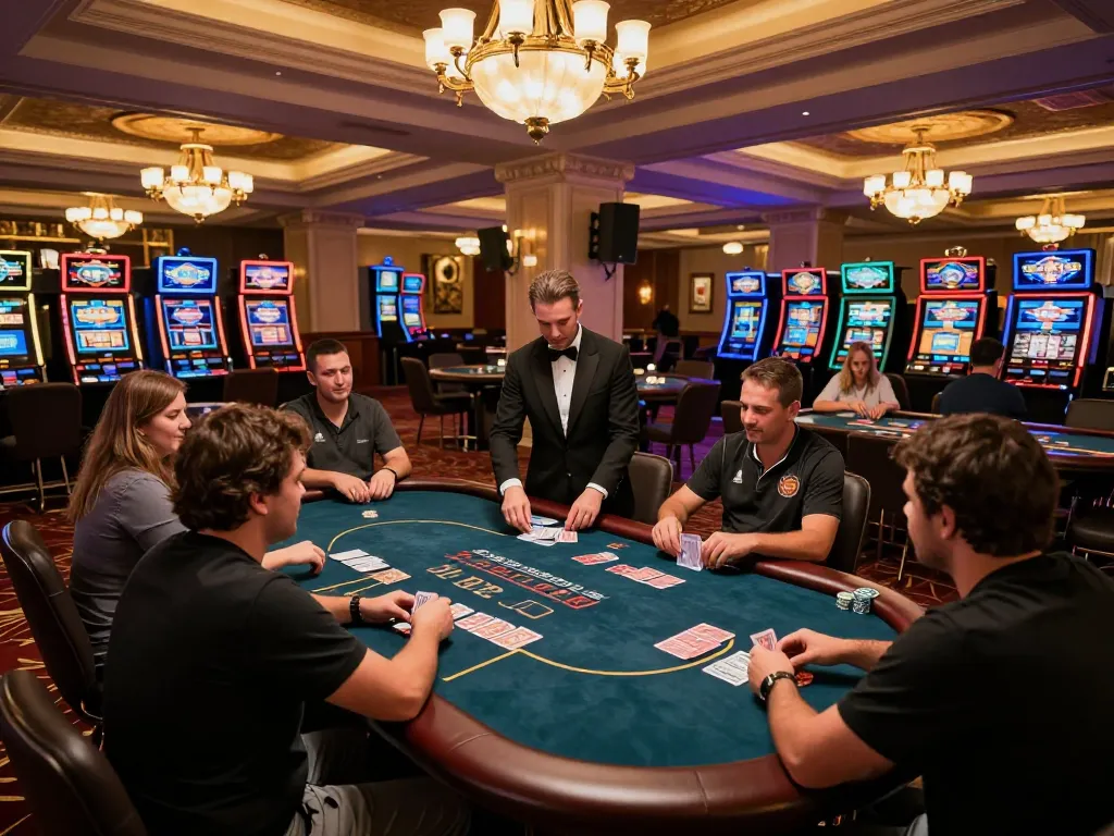 Nohu90 players engaging in an intense poker game at a luxurious casino table