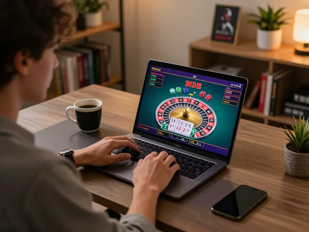 Engaging in online gaming on sc88e's platform with a vibrant roulette interface and cozy atmosphere.