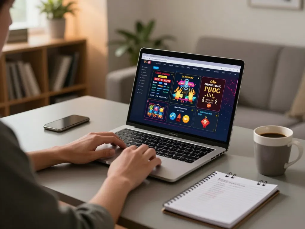 Engaged user navigating Top 10 nhà cái uy tín on a laptop, showcasing online betting strategies