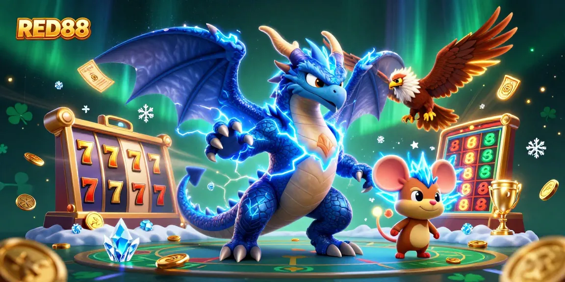 Engage with vibrant slot action at RED88, featuring dynamic characters and rich casino elements.