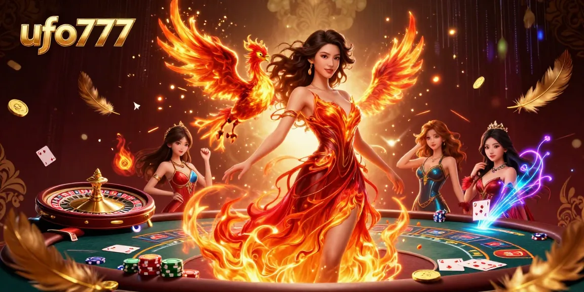 Experience thrilling gameplay with ufo777's dazzling illustration, showcasing casino excitement and vibrant elements.