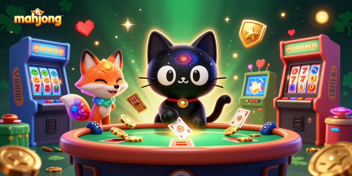 Play mahjong with engaging visuals at a cosmic casino table, featuring unique game elements.