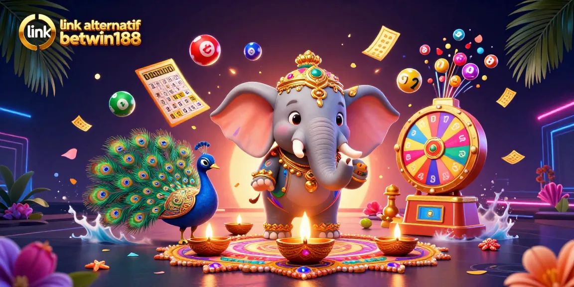 Experience the excitement of link alternatif betwin188 with vibrant 3D illustration of casino games and dynamic elements.