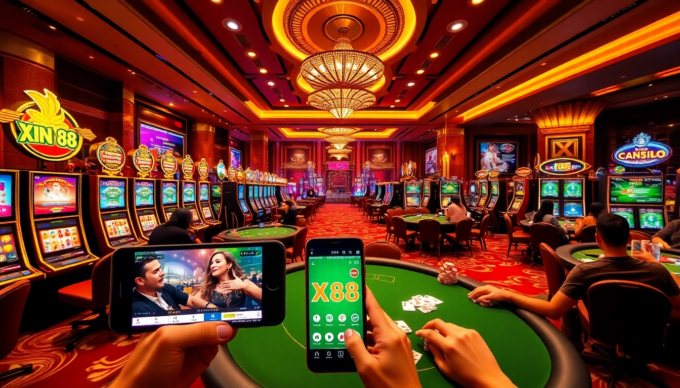 Experience the excitement of Xin 88 online casino gaming with vibrant slot machines.
