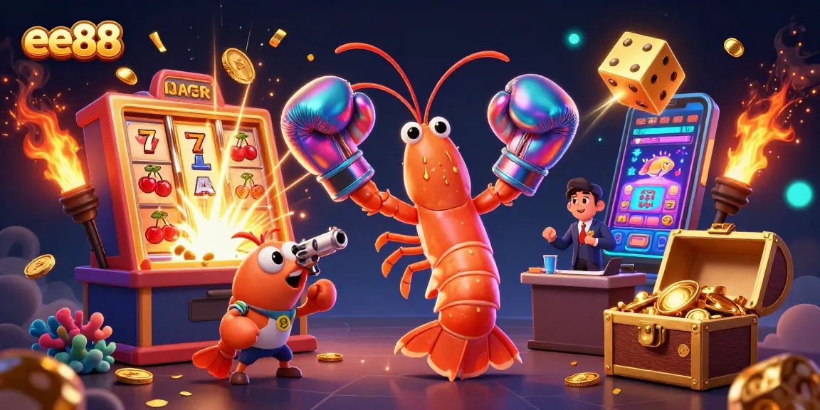 Experience excitement and wins with ee88 as vibrant characters burst into the casino scene.