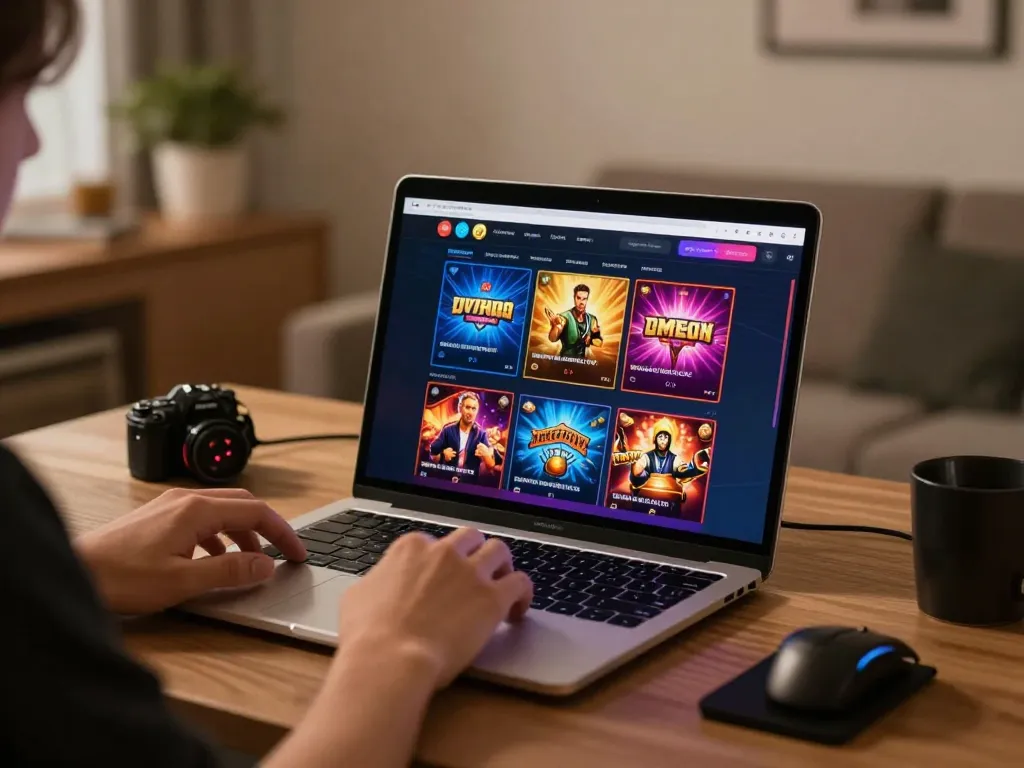 Play casino games on luck88com through stylish home setup showcasing live dealer features.