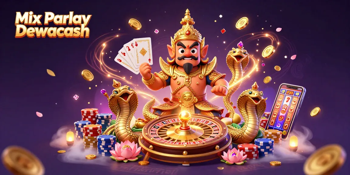 Experience the thrill of Mix Parlay Dewacash with stunning casino elements and 3D characters.