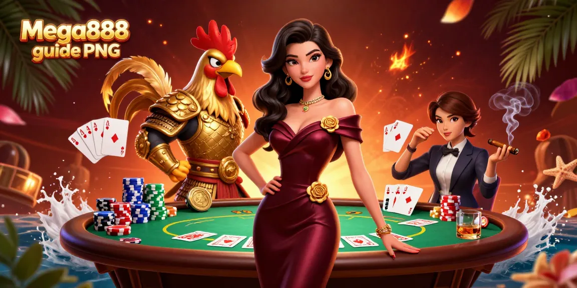 Engage with mega888 guide PNG through vibrant 3D characters and casino elements.