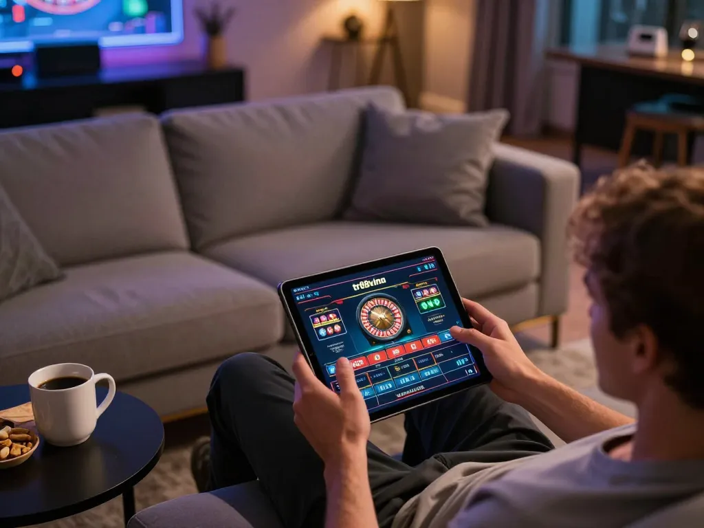 Player engaging in online roulette gaming at tr88vina from a comfortable home setting