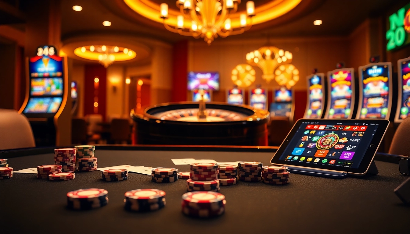 Experience the excitement of online gambling with trang chủ xx88 featuring vibrant casino tables and slots.