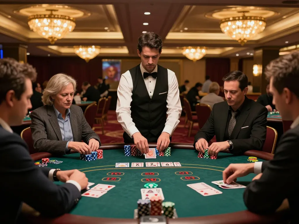 Players engaged in strategic blackjack gameplay at SC88 table with vibrant chips and warm casino ambiance