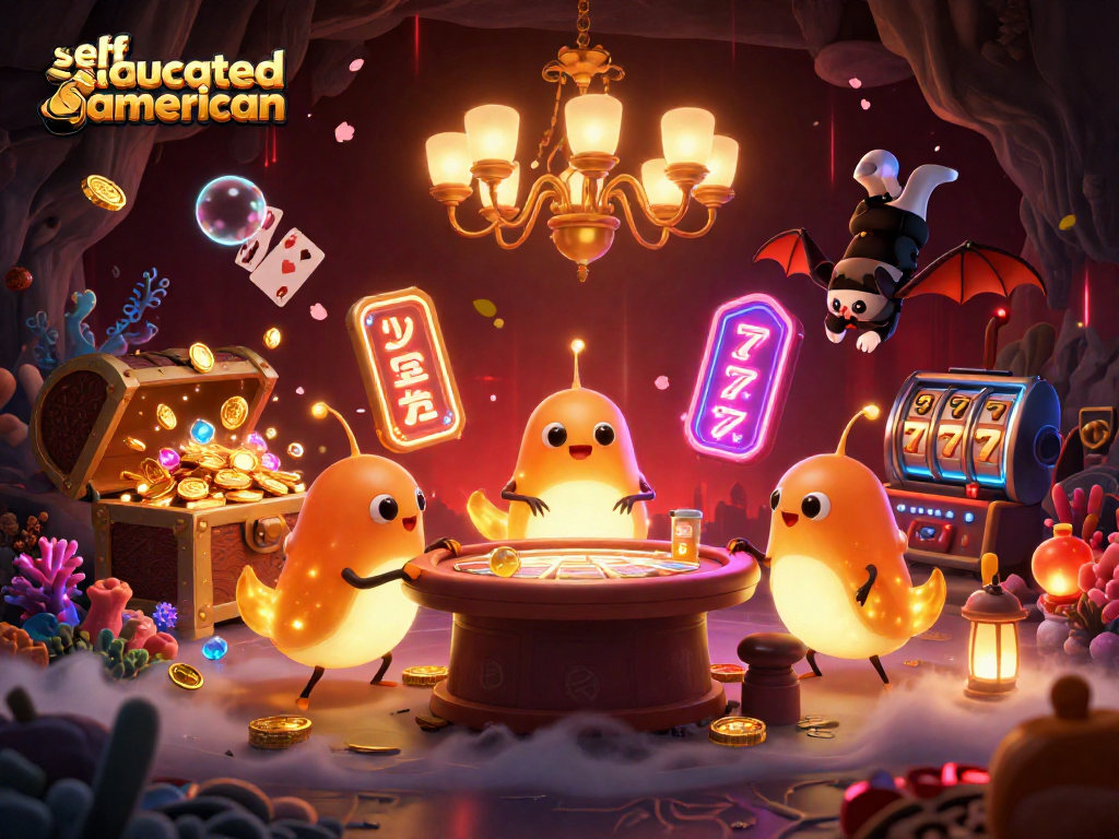 Engage with the selfeducatedamerican casino experience as bioluminescent glowworms illuminate a vibrant 3D casino scene.