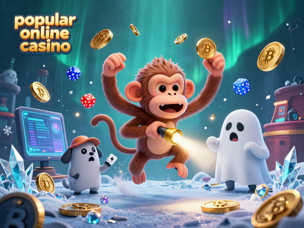 Engaging scene showcasing a playful invisible monkey juggling coins and cards in a popular online casino environment.