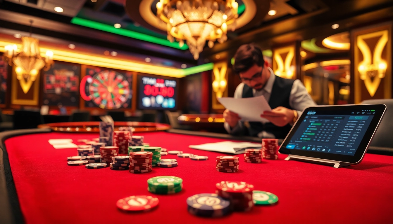 Players engaging at a vibrant TG88 casino poker table filled with cards and chips.