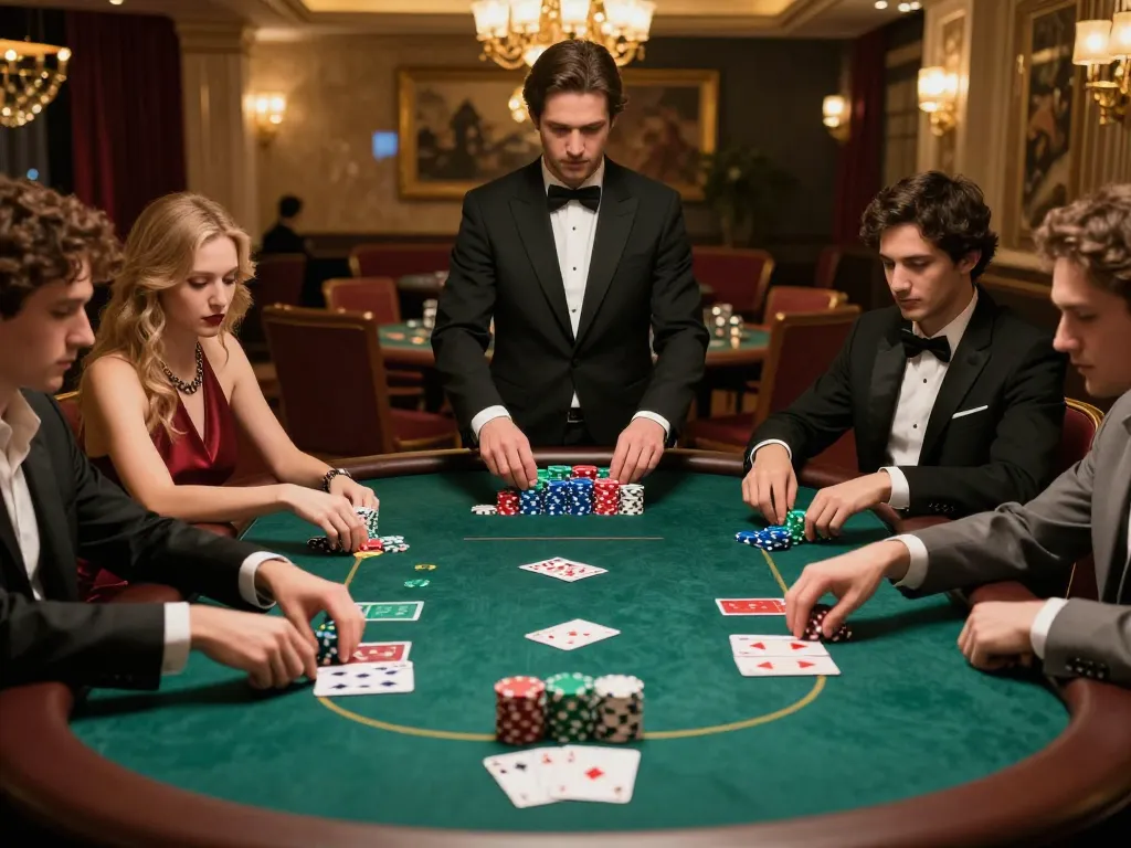 Poker strategy at RR88 casino with players engaged in a high-stakes game setting.