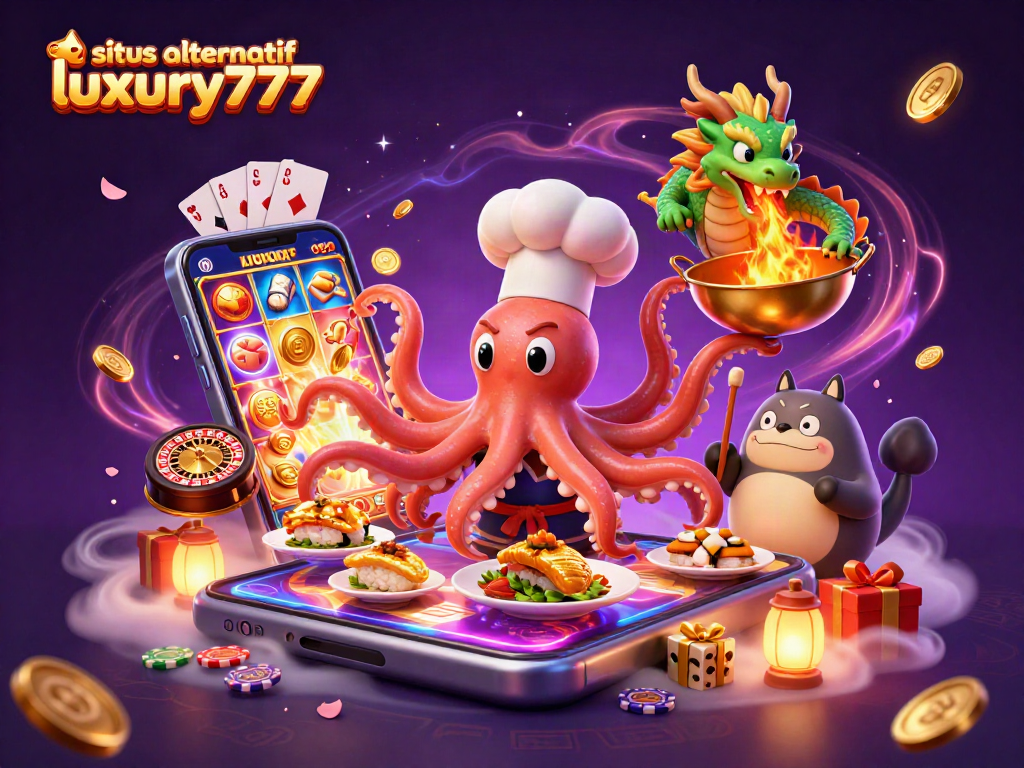 situs alternatif luxury777 menarik perhatian dengan ilustrasi kasino yang kaya warna dan keseruan.